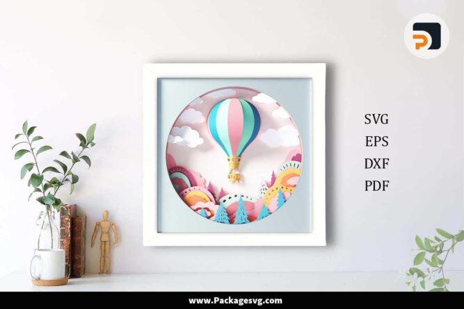 Hot Air Balloon Shadow Box, SVG Paper Cut File LJM68O4P