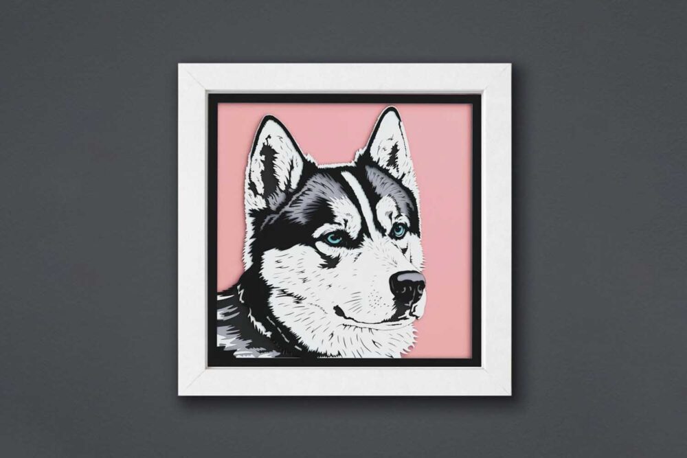 Husky Shadow Box, SVG Files For Cricut LKKU4K04