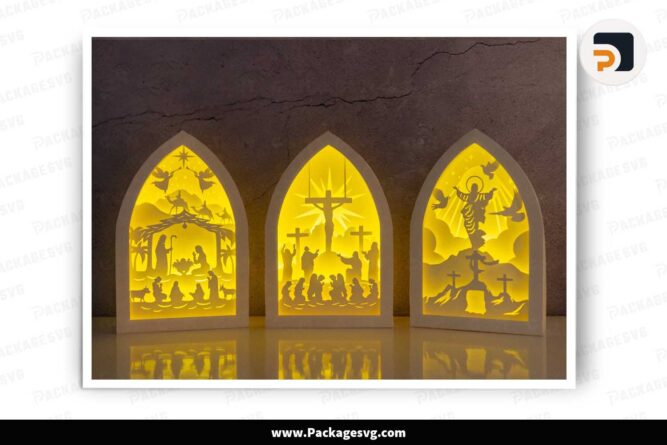 Jesus Light Box Bundle, 3 Christian Paper Cut Files LJMBBTPR