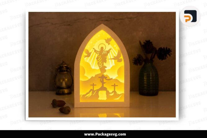 Jesus Risen Light Box, Christian Paper Cut File LJMARKG3