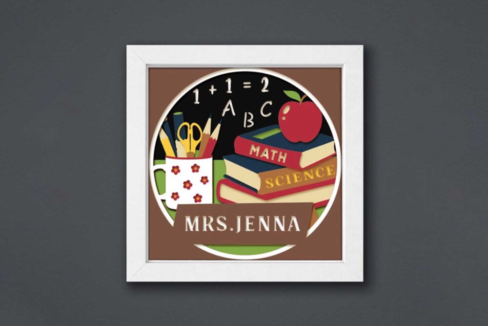 Personalized Teacher Shadow Box, SVG Paper Cut Files LK7YE48H