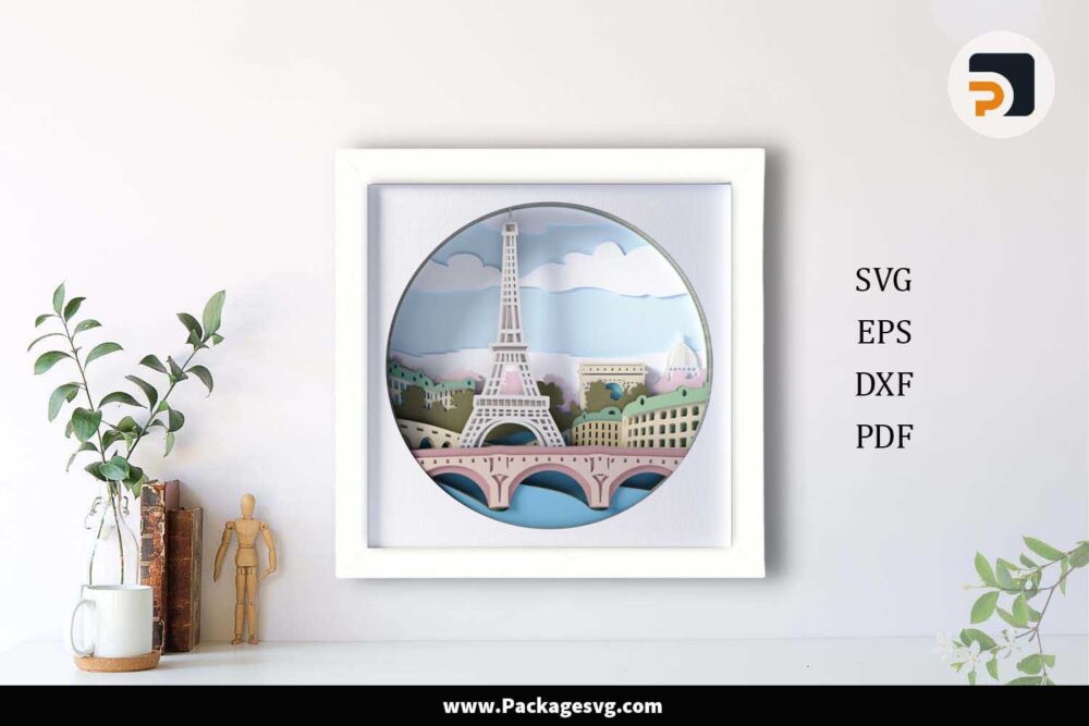 Paris Shadow Box, Eiffel Tower Paper Cut File LJM7CAAX