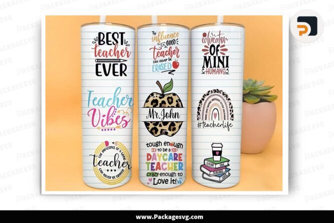 Personalized Teacher Template, 20oz Tumbler Wrap PNG LKDG10W9