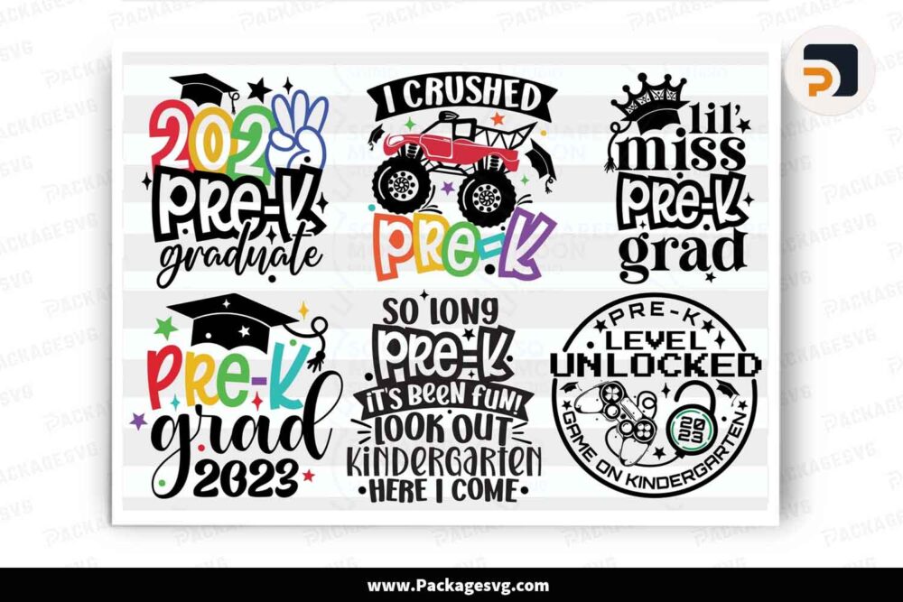 Pre-k Graduation SVG Bundle, 6 Graduation 2023 Shirt Designs LK6BBF3A