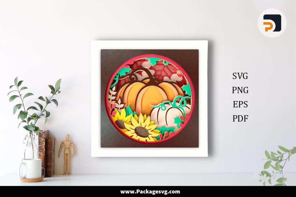 Pumpkins Shadow Box SVG, Fall Paper Cut File LJP2KEKL