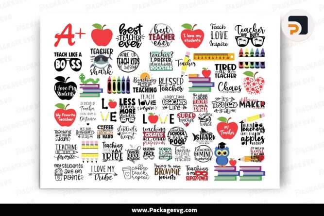 School SVG Bundle, 50 Teaching Quotes Designs LK3G0H6I