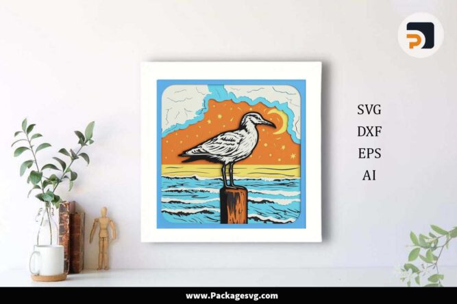 Seagull on the Beach Shadow Box, SVG Files For Cricut LKKT59W6