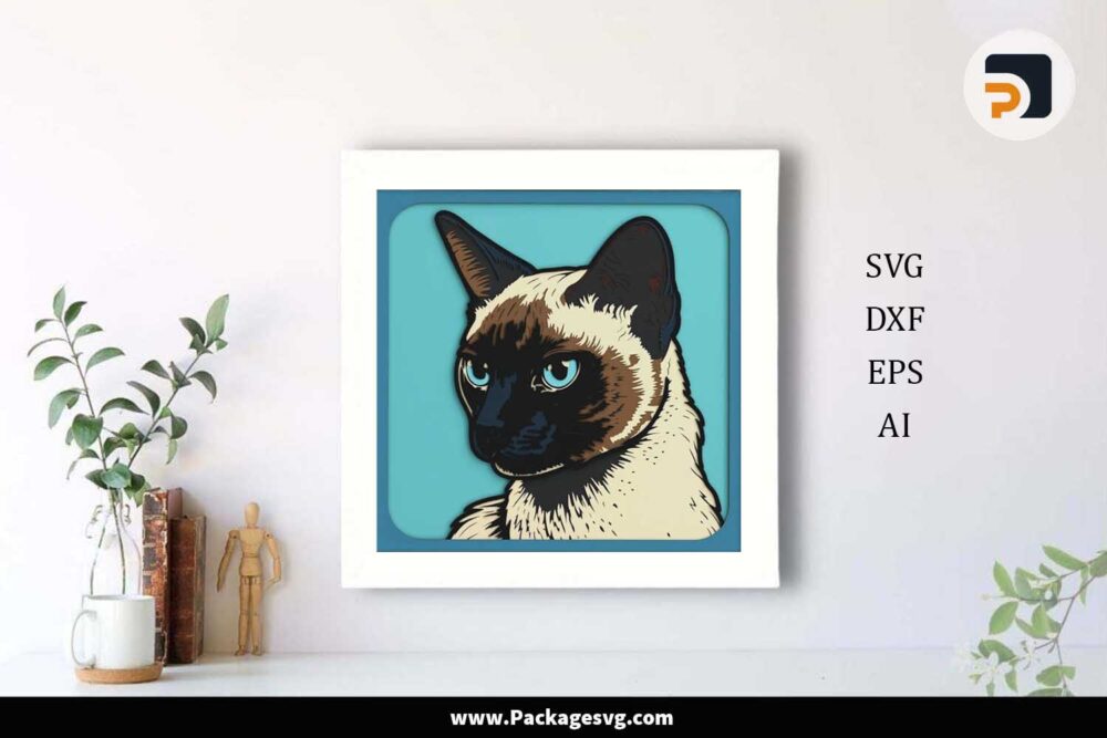 Siamese Cat Shadow Box, SVG Files For Cricut LKKIHIVZ