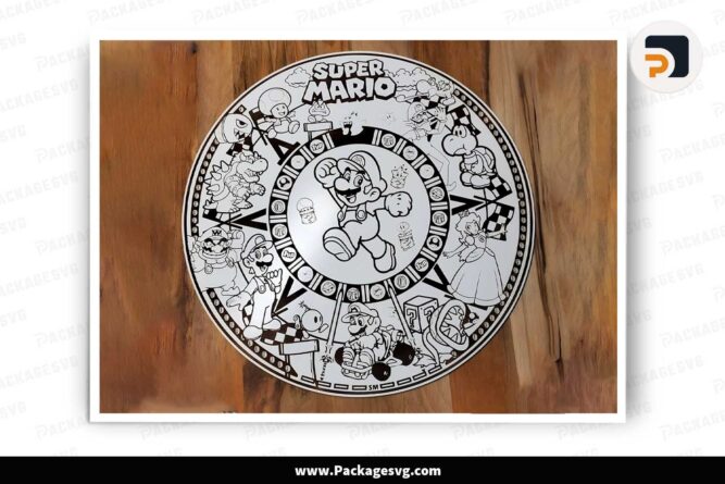 Super Mario Aztec Calendar, Template For Laser Cut, CNC LJM8LP5T