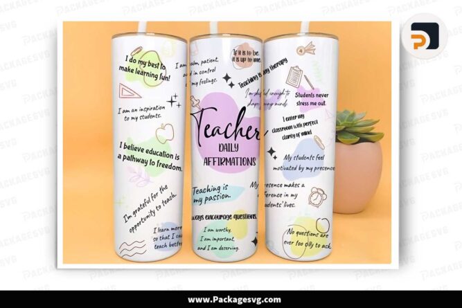 Teacher Daily Affirmations Template, 20oz Tumbler Wrap LKDGGQV8