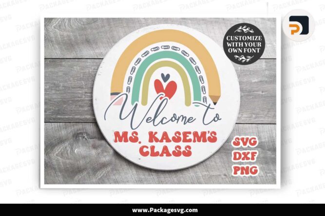 Teacher Door Hanger SVG, Pencil Rainbow Door Sign Design LKALRD37