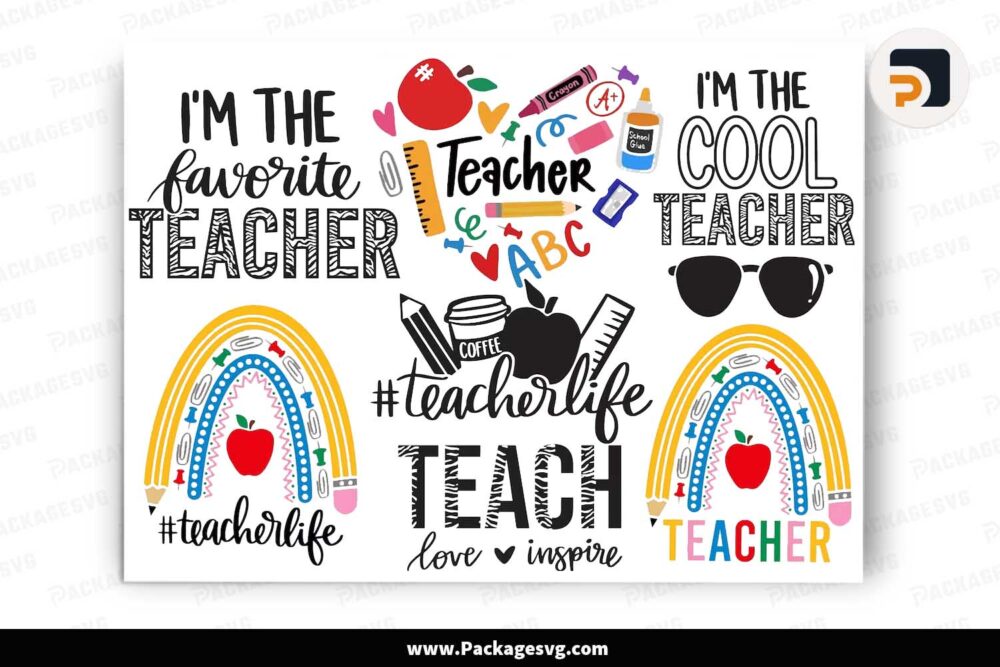 Teacher SVG Bundle, 15 Back To School Designs LK3B3V2S