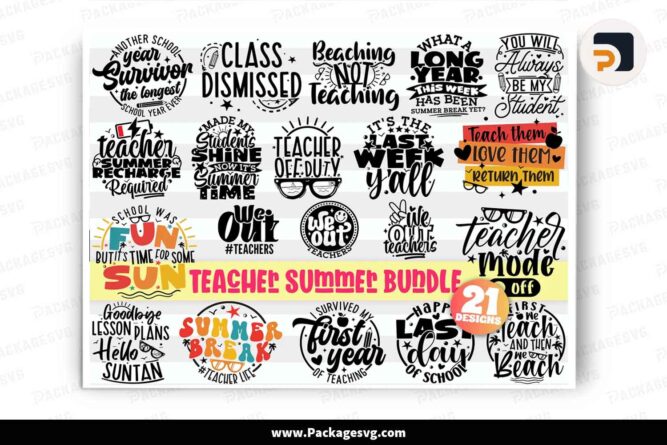 Teacher Summer Bundle, 21 School Shirt Designs LK6AU5ZK