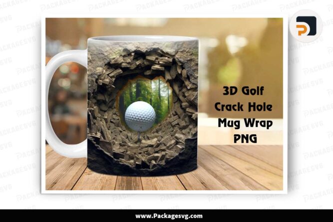 3D Golf Crack Hole Mug Wrap, 11oz 15oz Mug Template LL5WUNDJ