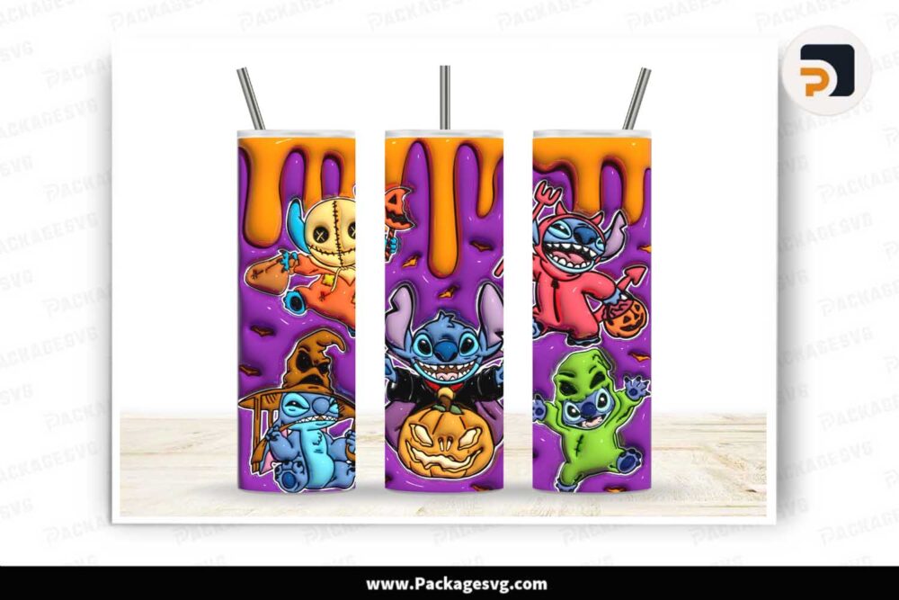 3D Halloween Stitch Tumbler, 20oz Skinny Tumbler Wrap LLBMBNF1