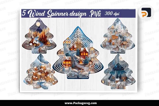 3d Christmas Wind Spinner Bundle, 5 Tree Designs LLRDBBZL