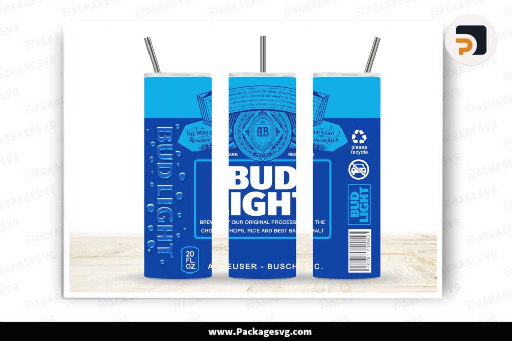 Bud Light Tumbler Wrap, 20oz Skinny Tumbler Template LL1RP91A