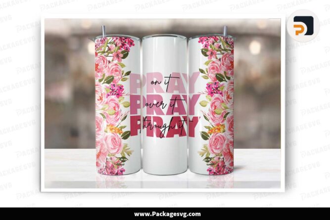 Christian Pray Quote Tumbler, 20oz Skinny Tumbler Sublimation Design LKTD887B