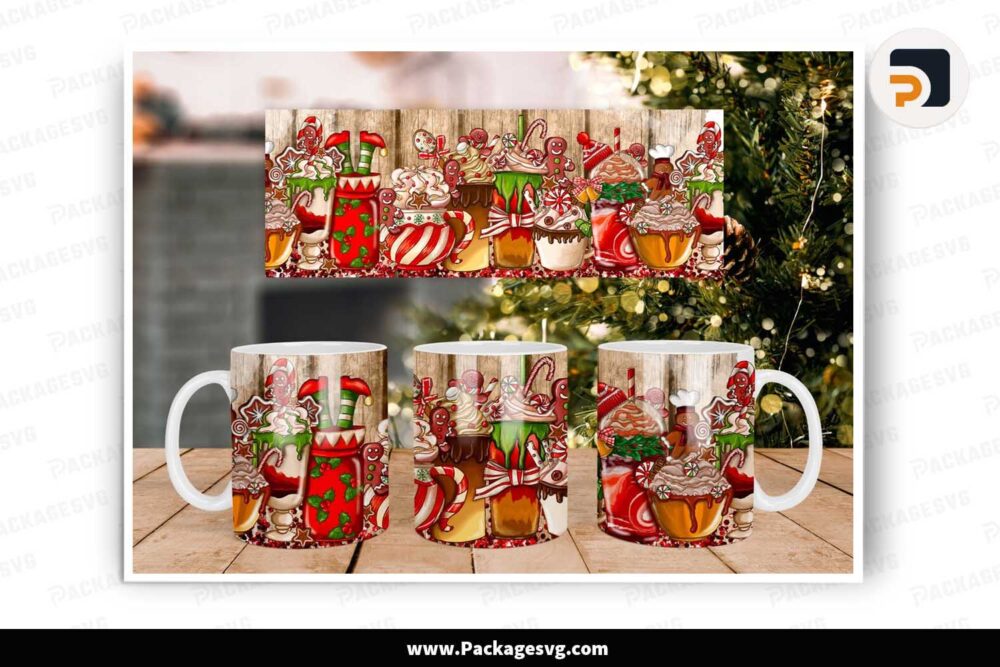 Christmas Coffee Cocoa PNG, 11oz 15oz Mug Wrap LLUDJO8X