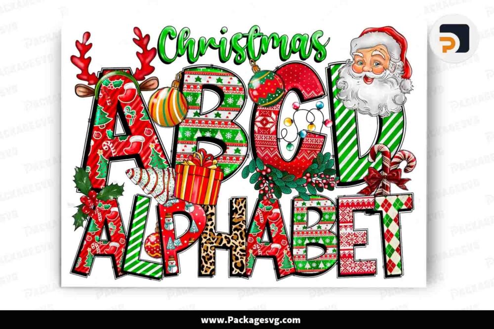 Christmas Doodle Alphabet Cliparts, Christmas Font PNG LLYNCIRJ