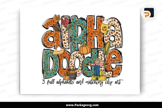 Fall Doodle Letters Bundle, Clip Art PNG Files LLUO9EGV