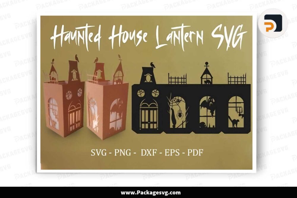 Haunted House Paper Lantern, Halloween SVG For Cricut LLOZBUUS