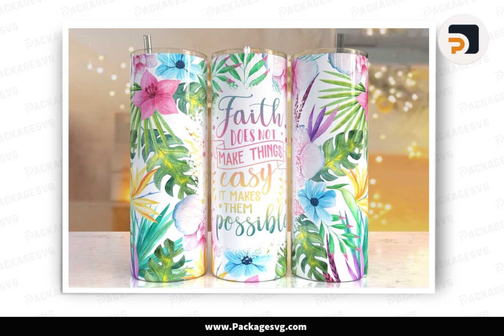 Jesus Faith Quote Tumbler, 20oz Skinny Tumbler Sublimation Design LKTD2BBR