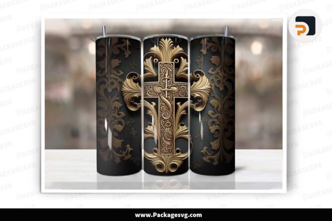 Metal Cross Tumbler, 20oz Skinny Tumbler Sublimation Design LKTDFS2E