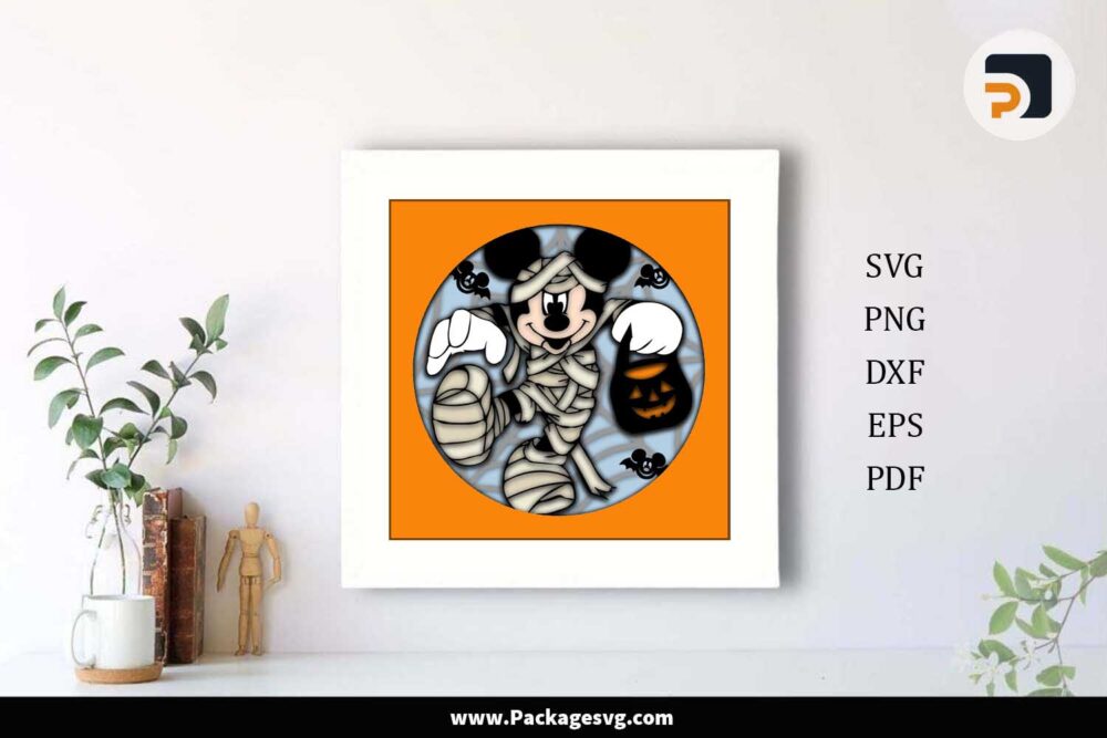 Mummies Mickey Mouse Shadow Box, Halloween SVG Cut File LLOMXVAA