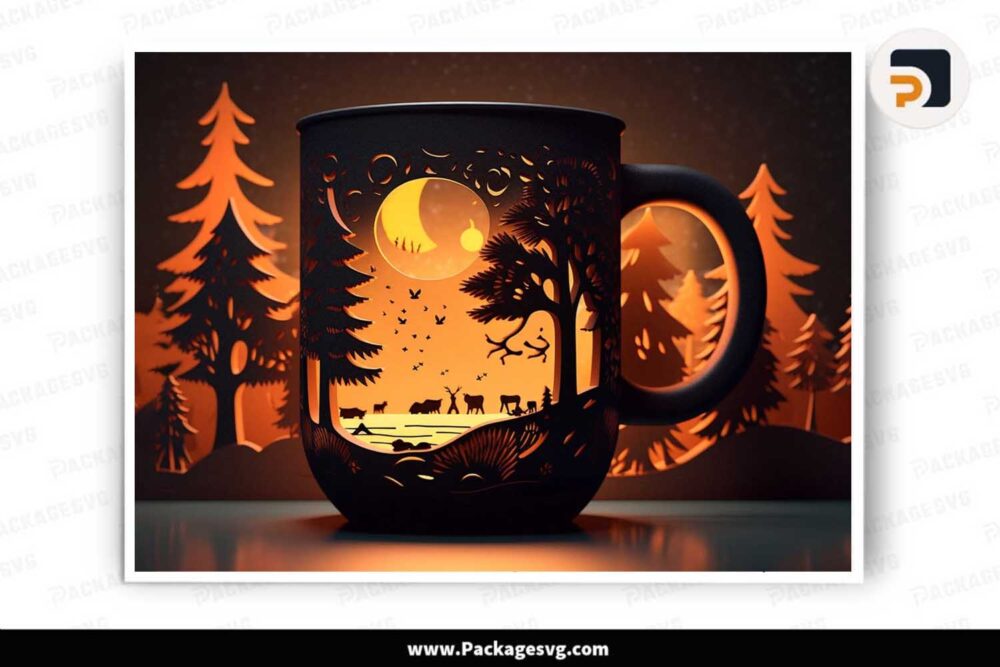 Night Walking Scene Template Mug, 11oz and 15oz Mug Wrap LKT1G9N4