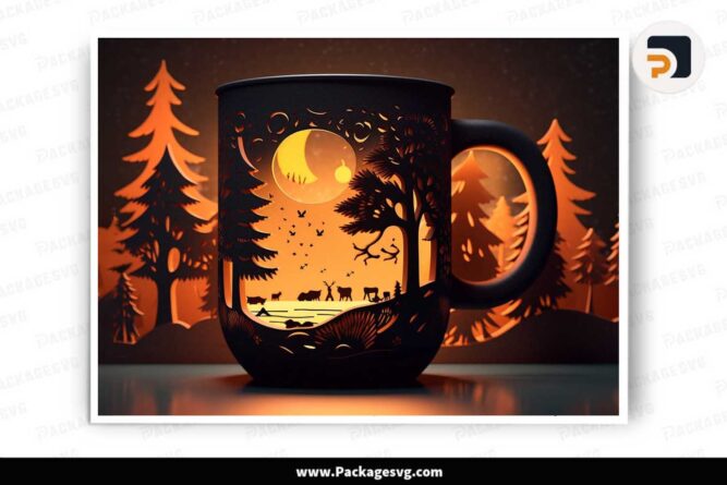 Night Walking Scene Template Mug, 11oz and 15oz Mug Wrap LKT1G9N4