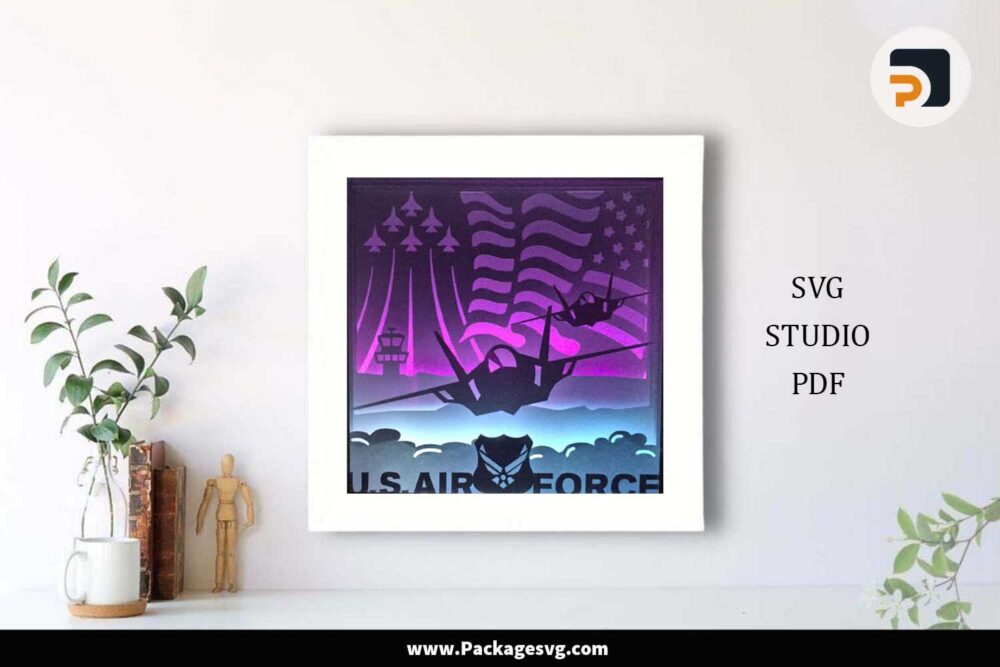 US Air Force Light Box SVG, 3d Layered Paper Cut File LKUTA6FR