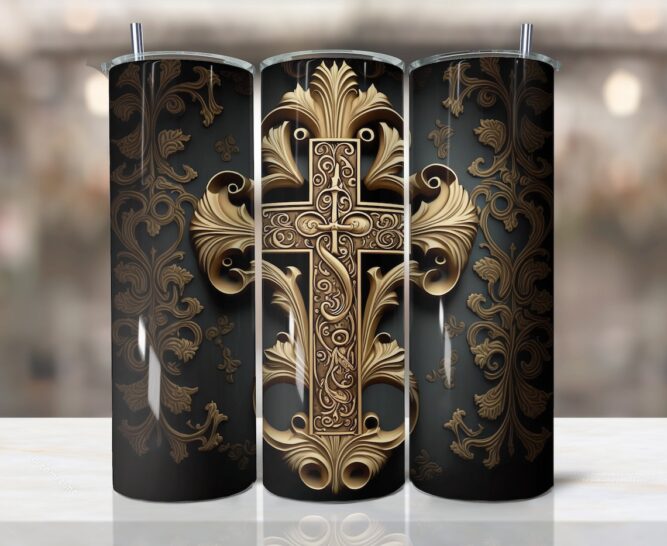 Metal Cross Tumbler, 20oz Skinny Tumbler Sublimation Design LKTDFS2E