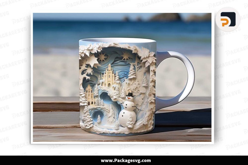 3D Snowman In The Wonderland Mug Design, 11oz 15oz Mug Wrap PNG LN1J59MX