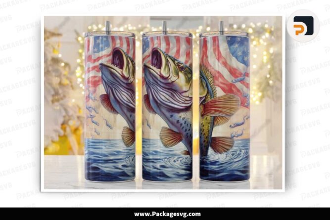 American Fishing Sublimation Tumbler, 20oz Tumbler Wrap PNG LN49RHKK