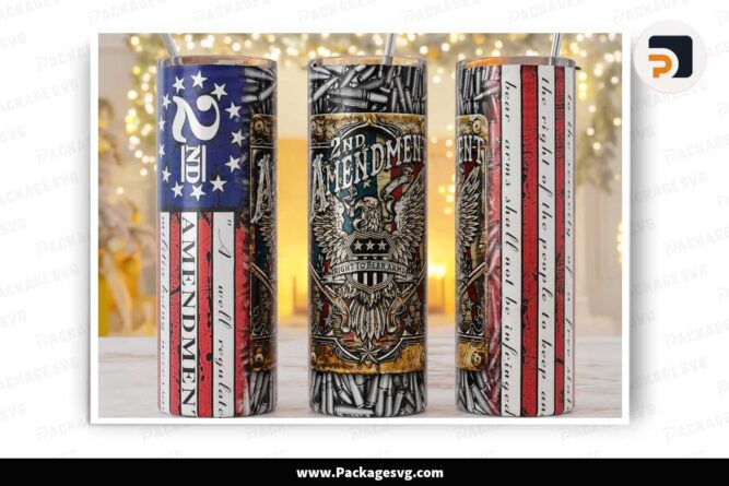 American Second Amendment Sublimation PNG, 20oz Tumbler Wrap LMFNQD4C