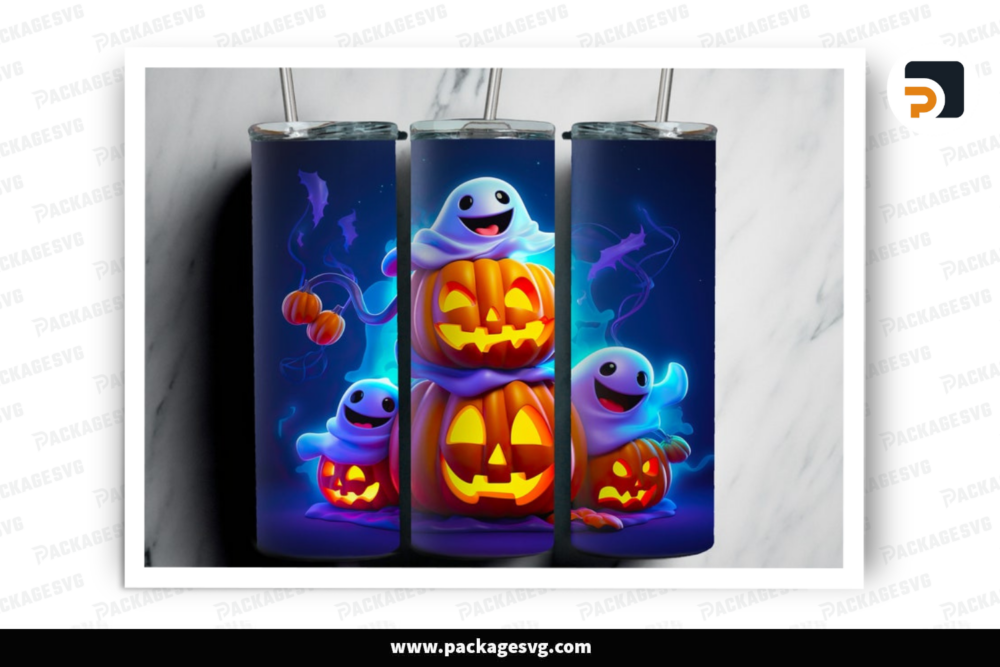 Cute Ghost Sublimation Bundle, 20oz Skinny Tumbler Wrap