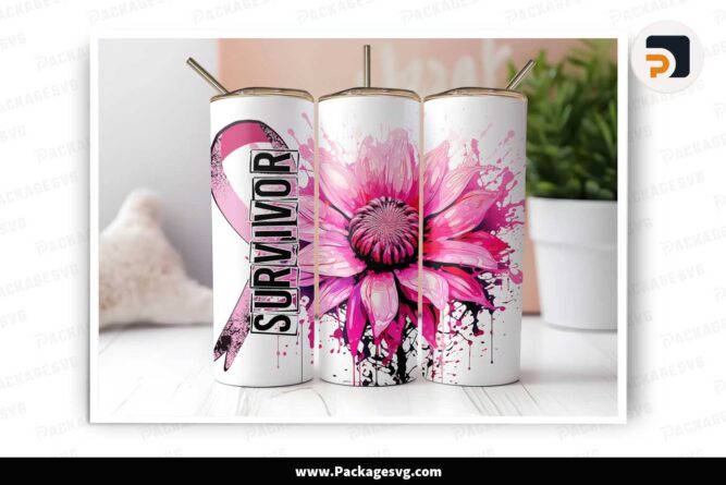 Breast Cancer Survivor Tumbler, 20oz Tumbler Wrap PNG LMUB81V0