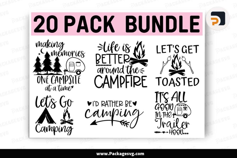 Camping SVG Bundle, 20 Happy Camper Designs LN41YKFX