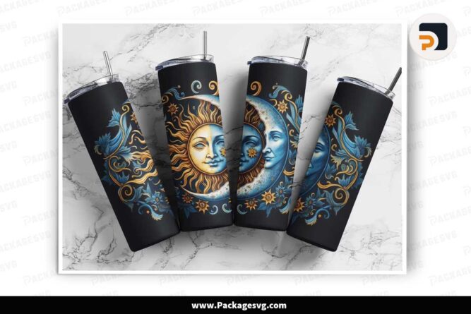 Celestial Sun Moon Ying Yang PNG, 20oz Tumbler Wrap LM8M9BY9