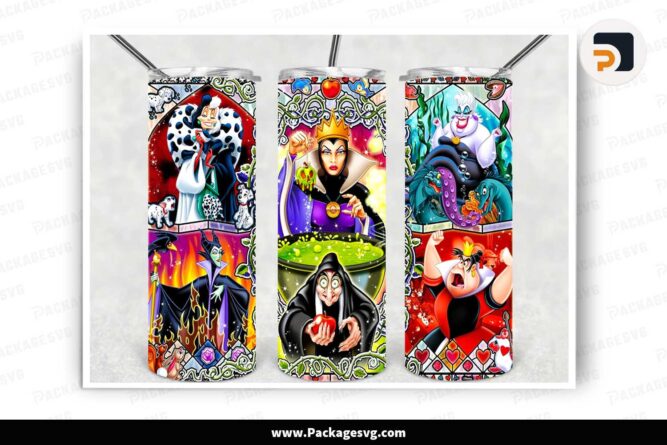 Disney Villains Sublimation Tumbler, 20 Oz Skinny Tumbler Wrap PNG LMYMLMXW