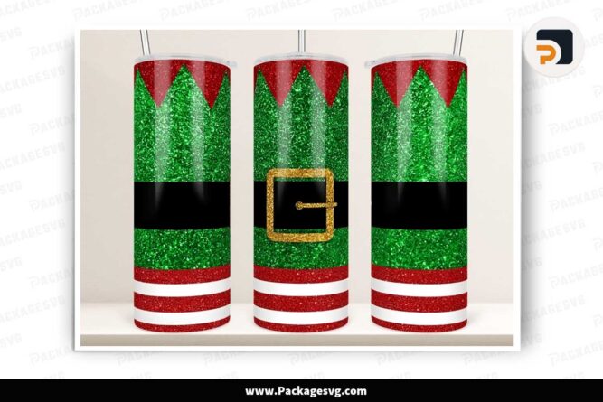 Elf Outfit Gliter Sublimation PNG, 20oz Tumbler Wrap LMBHHWNS