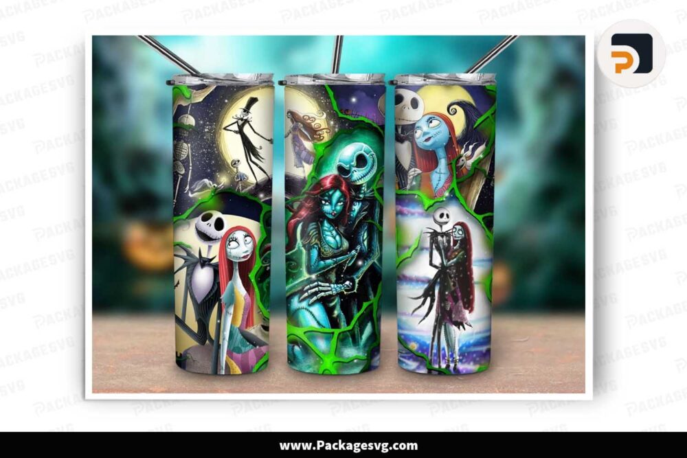 Halloween Couple Nightmare 20oz Skinny Tumbler Design PNG LMBCYJ83