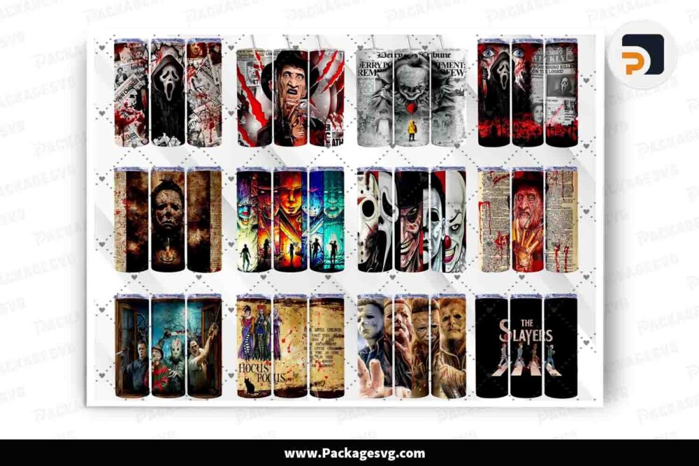 Halloween Horror Tumbler Bundle, 68 Designs 20oz Tumbler Wrap PNG LMOK0SM0