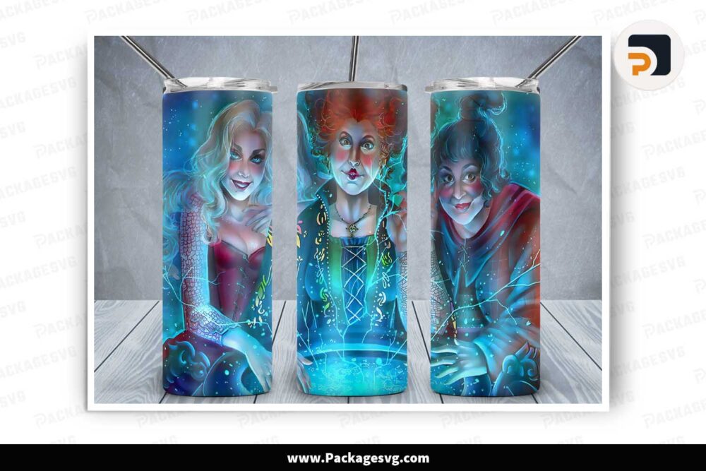 Halloween Witch Tumbler Wrap PNG, Hocus Pocus 20oz Skinny Tumbler Designs