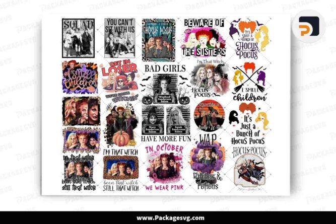 Hocus Pocus PNG Bundle, 20 Halloween Shirt Designs LMOJOHRB