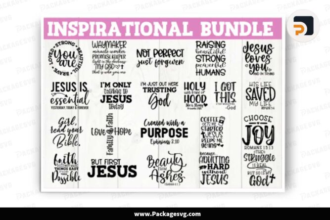 Inspirational SVG Bundle, 21 Christian Quotes Designs LN428KBP