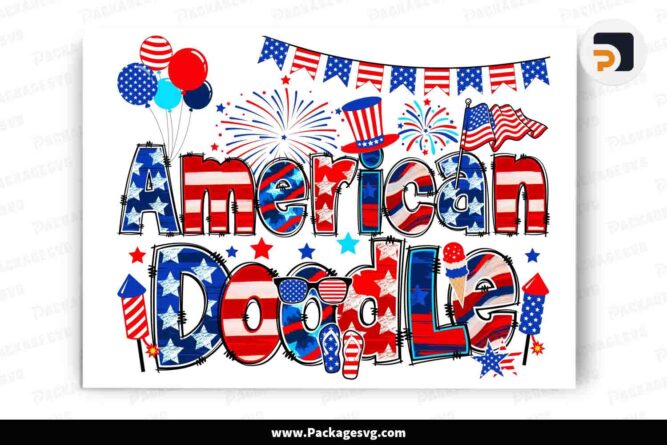 Patriotic Alphabet Doodle Alphabet Bundle, 6 Set Cliparts Font PNG LMUANJ6Z