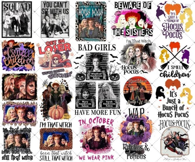 Hocus Pocus PNG Bundle, 20 Halloween Shirt Designs LMOJOHRB