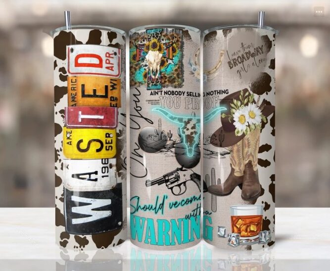 Western Cowboy Sublimation PNG, 20oz Tumbler Wrap LM657JW5